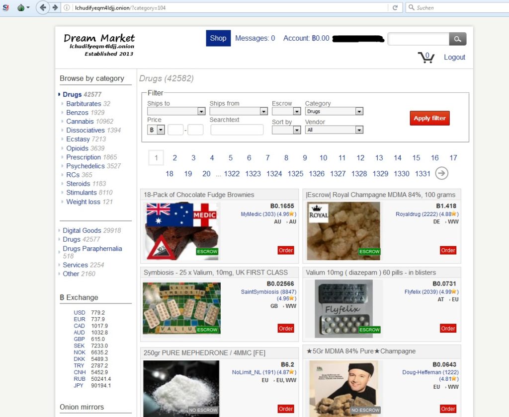 screenshot darnket adresse dream market