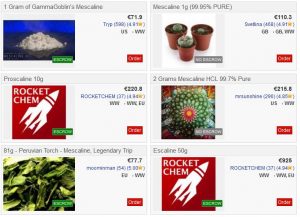 Screenshot von Meskalin im Darknet