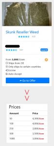 screenshot vom weed kaufen und im darknet zu billigen preisen bestellen als sog. Resellerweed - hier in form von großen Graspackungen im Kilobereich